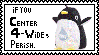 A stamp depicting a Pengi dehumidifier, and to the right the text: if you Center 4-wide, Perish.